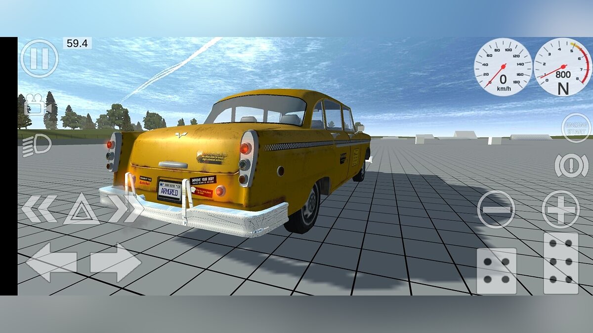 Simple Car Crash Physics Sim — Armored classic taxi