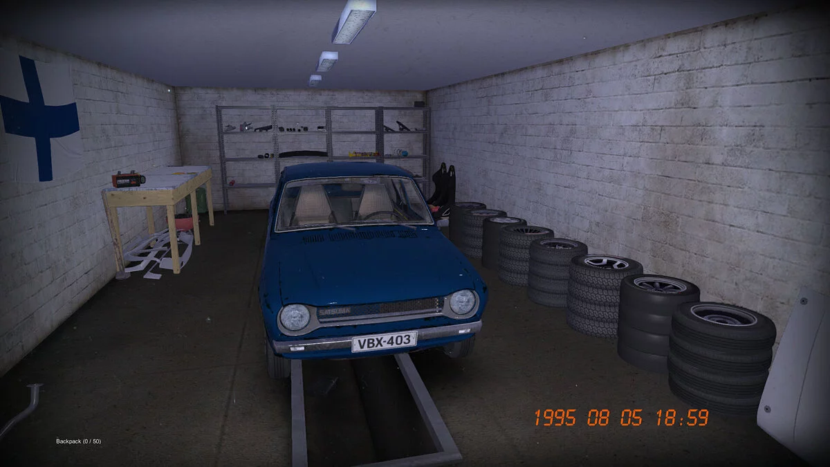 My Summer Car — Blue stock Satsuma, 900k marks, all tuning in the garage