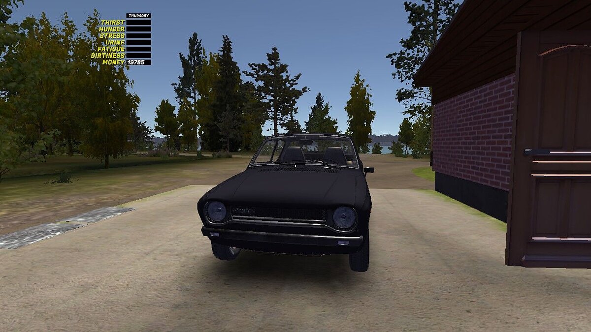 My Summer Car — Black stock Satsuma, clean garage, plenty of food