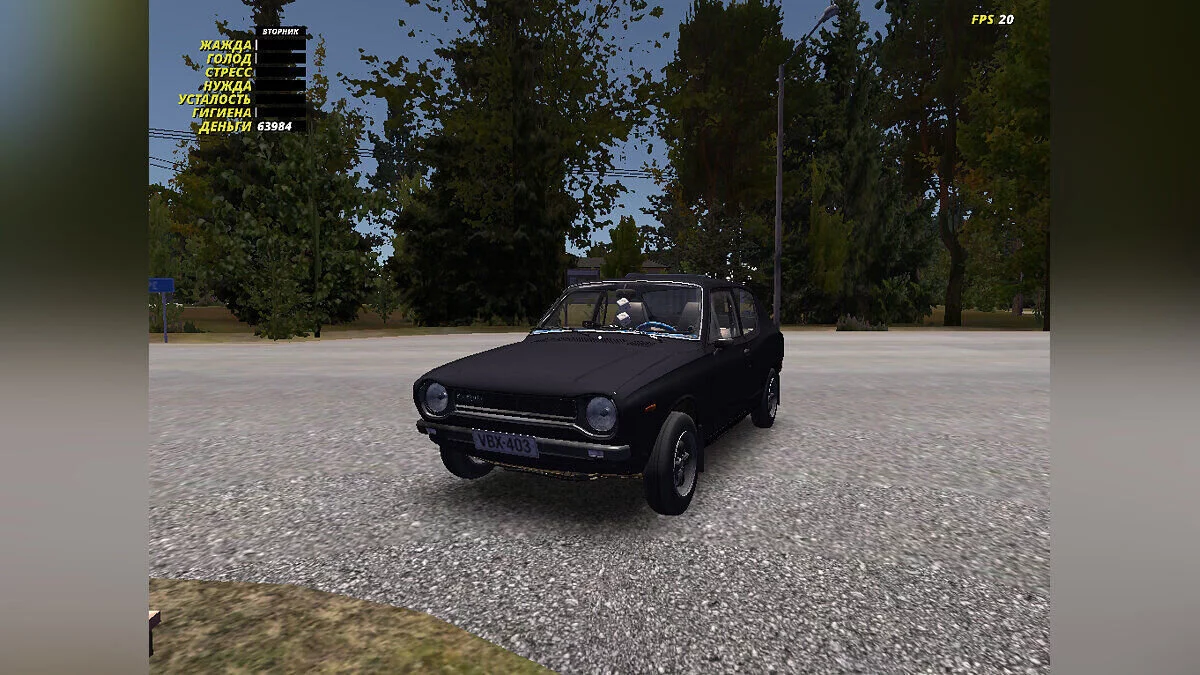 My Summer Car — Stock Satsuma with subwoofers and CD radio, 60k marks