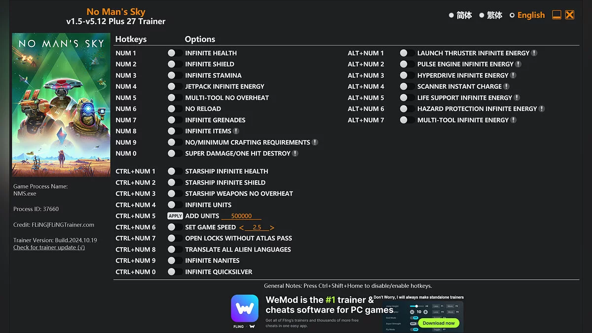 No Man&#039;s Sky — Entrenador (+27) [1.0 - 5.12]