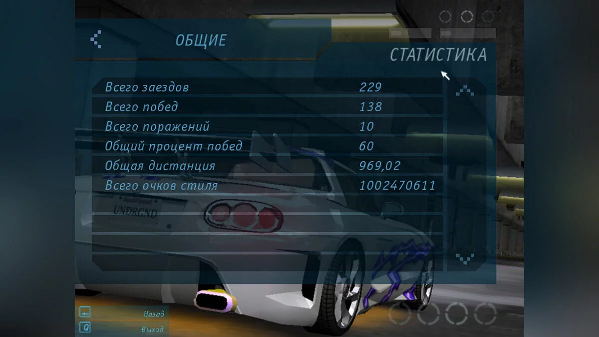 Need for Speed Underground — 100 % Bindung, abgeschlossene Karriere