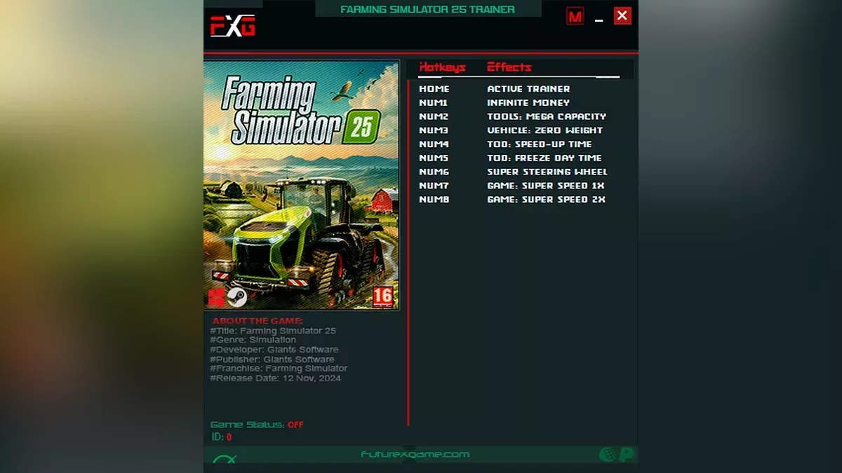 Farming Simulator 25 — Trainer (+8) [1.2.1.0]