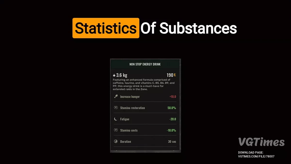 S.T.A.L.K.E.R. 2: Heart of Chornobyl — Numerical interface for consumable item statistics