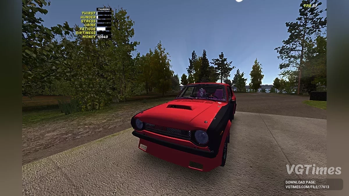 My Summer Car — Športno modificirana rdeča Satsuma z uglaševanjem, 10000k znamk