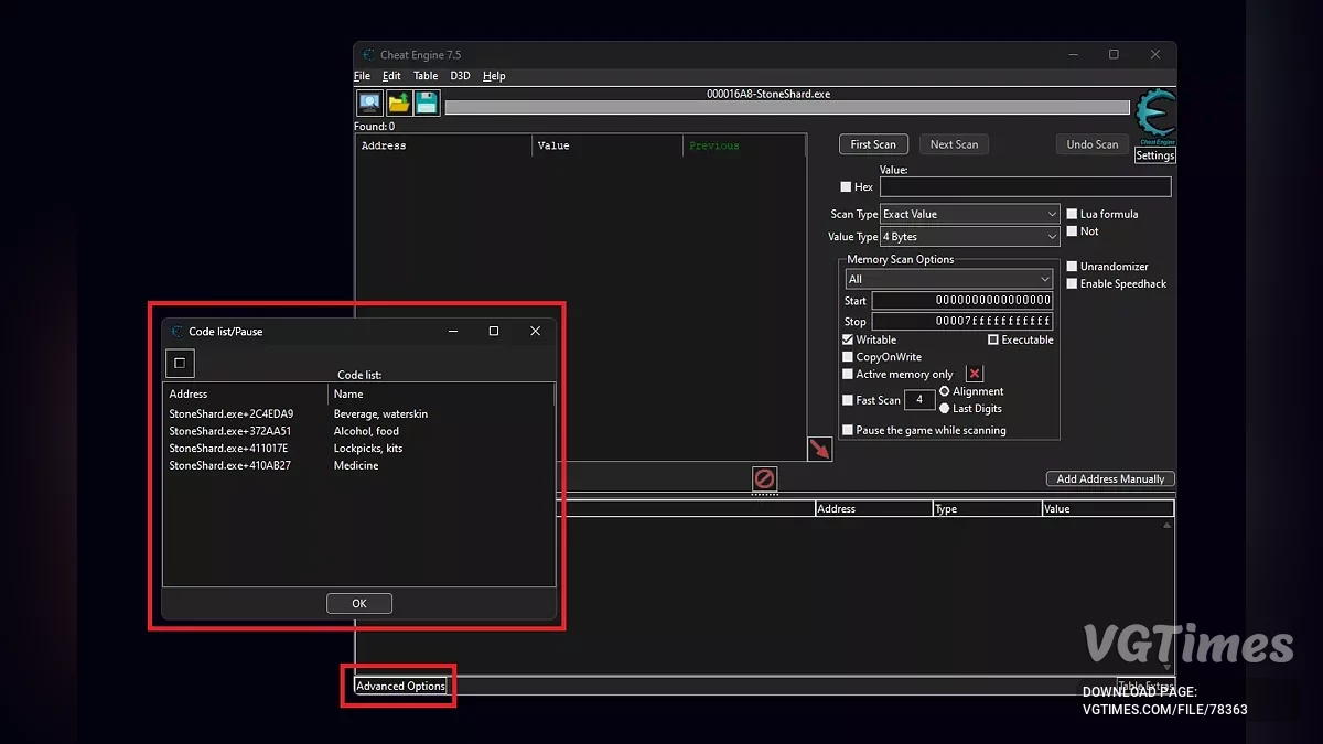 Stoneshard — Table for Cheat Engine [0.9.1.10]