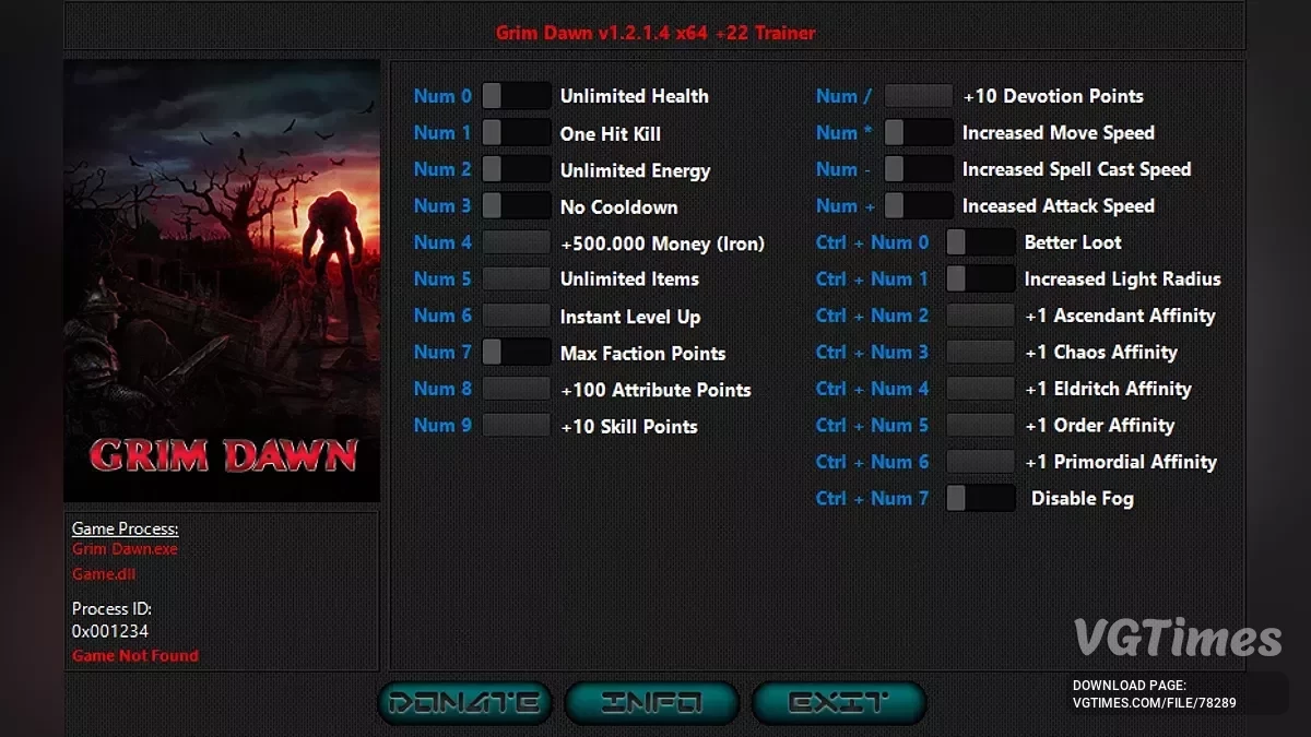 Grim Dawn — Trainer (+22) [1.2.1.4: Steam & GoG]