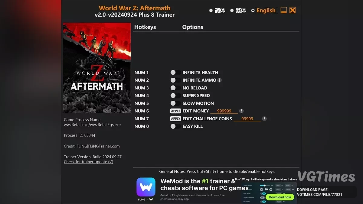 World War Z — Entraîneur (+8) [2.0 - UPD : 12/08/2024]