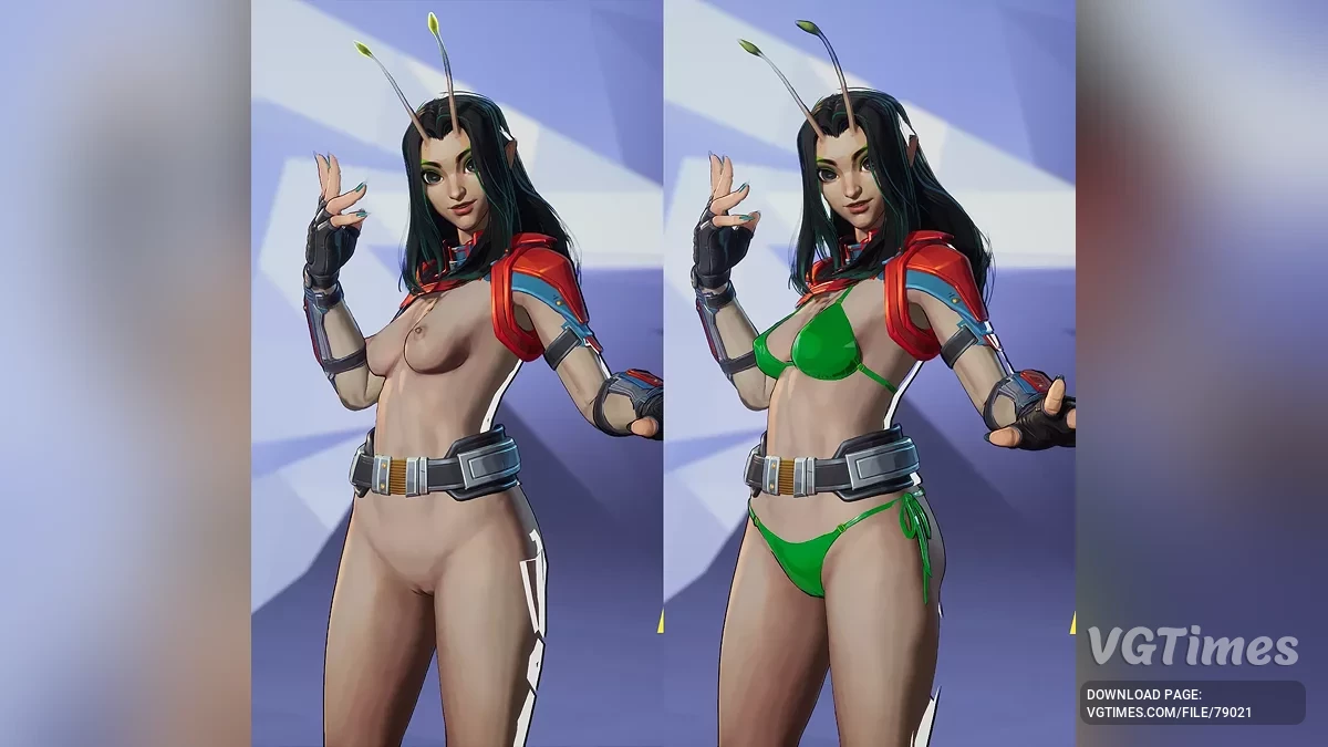 Mantis desnuda y en bikini