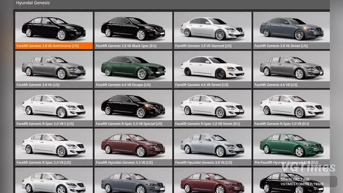 BeamNG.drive — Випуск Hyundai Genesis Sedan 2008-2013 1.0 (0.34.x)