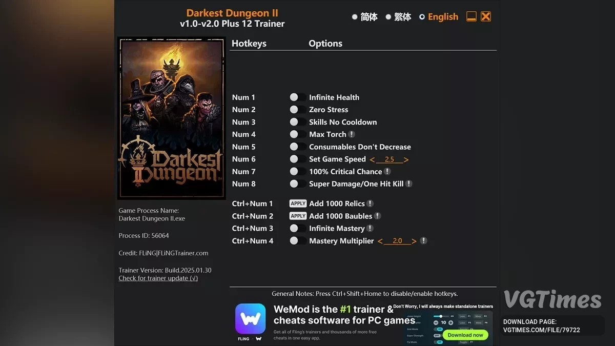 Darkest Dungeon 2 — Trainer (+12) [1.0 - 2.0]