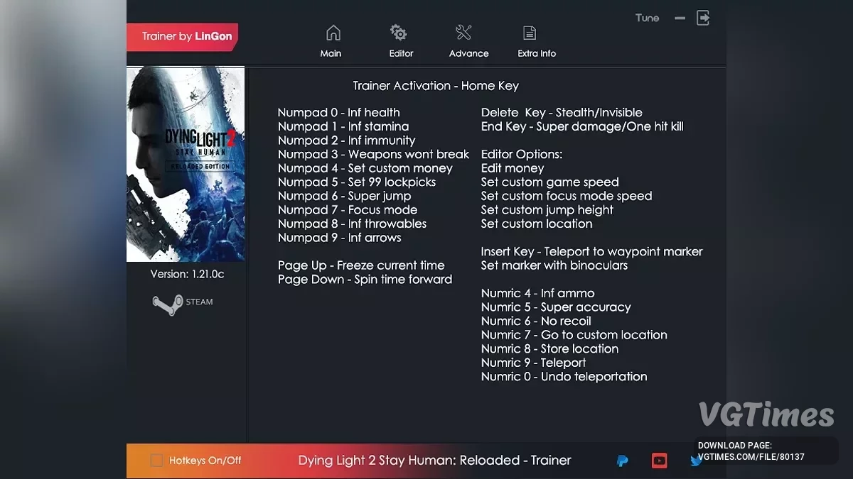 Dying Light 2 Stay Human — Entrenador (+23) [1.0.3 - 1.21.0c]