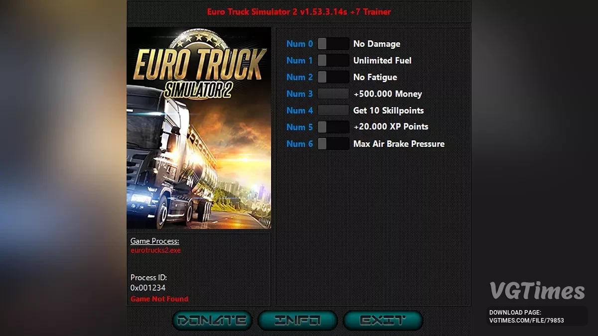 Euro Truck Simulator 2 — Entrenador (+7) [1.53.3.14]