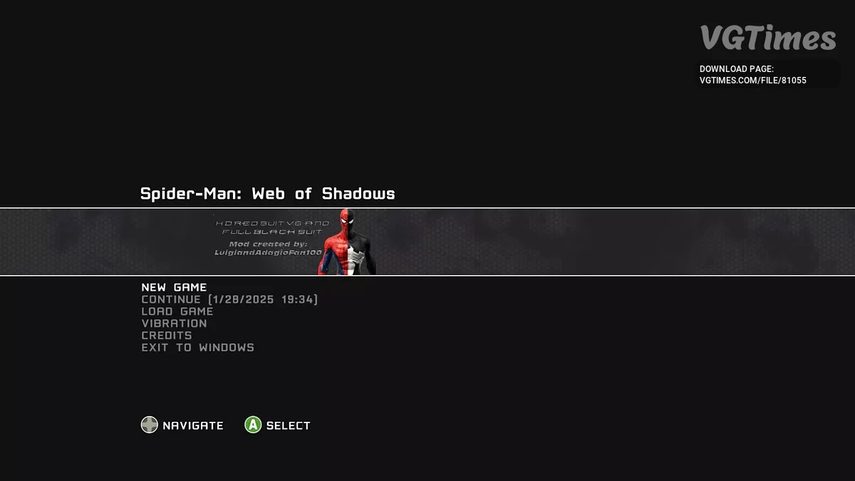 Spider-Man: Web of Shadows (2008) — Traje Vermelho HD V6 & Traje Preto Completo