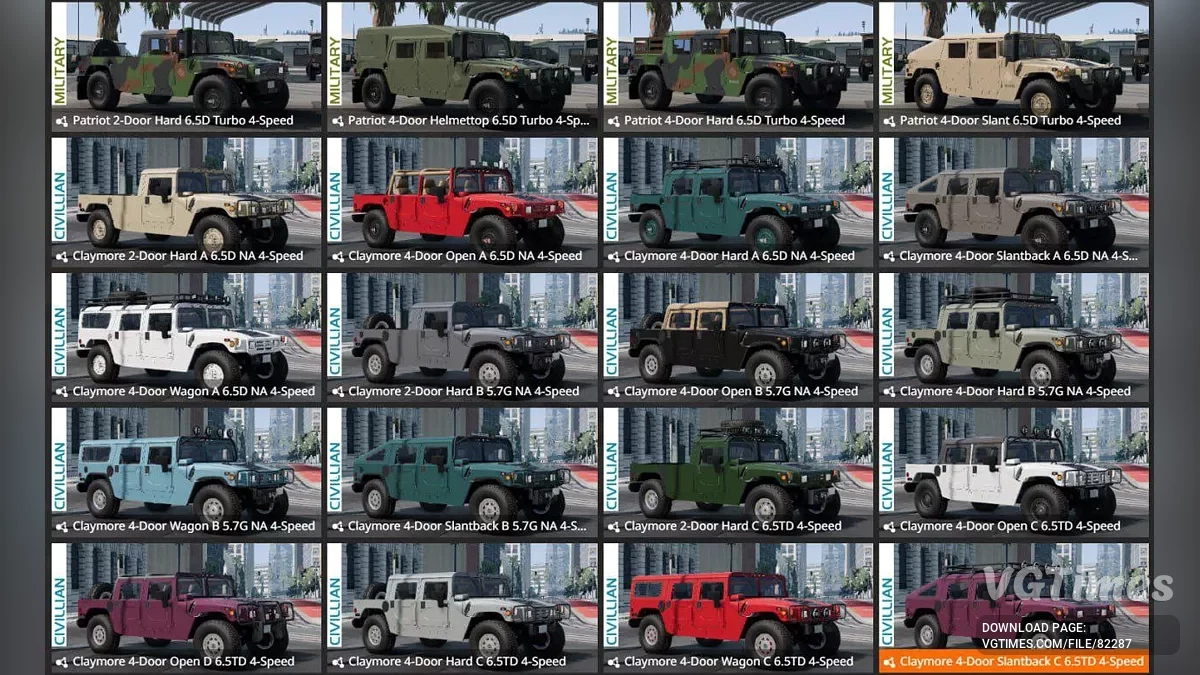 BeamNG.drive — Ганнер Патріот/Клеймор (0.35.x)