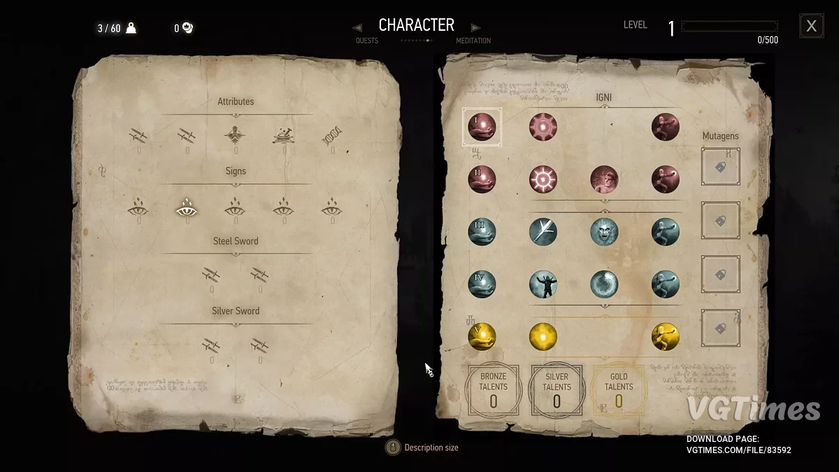 The Witcher 3: Wild Hunt - Complete Edition — "Witcher 1" Yetenek Ağacı