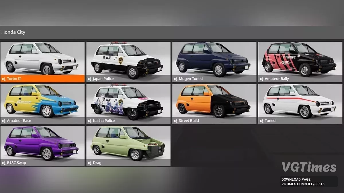 BeamNG.drive — Honda City Turbo II 1983 v1.2 (0.35.x)