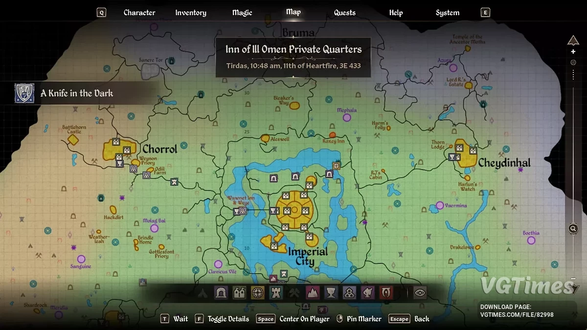 The Elder Scrolls 4: Oblivion Remastered — Карта світу з пам'ятками