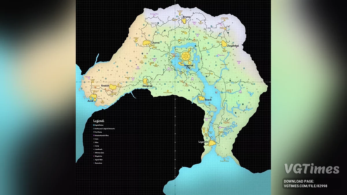 The Elder Scrolls 4: Oblivion Remastered — Карта світу з пам'ятками