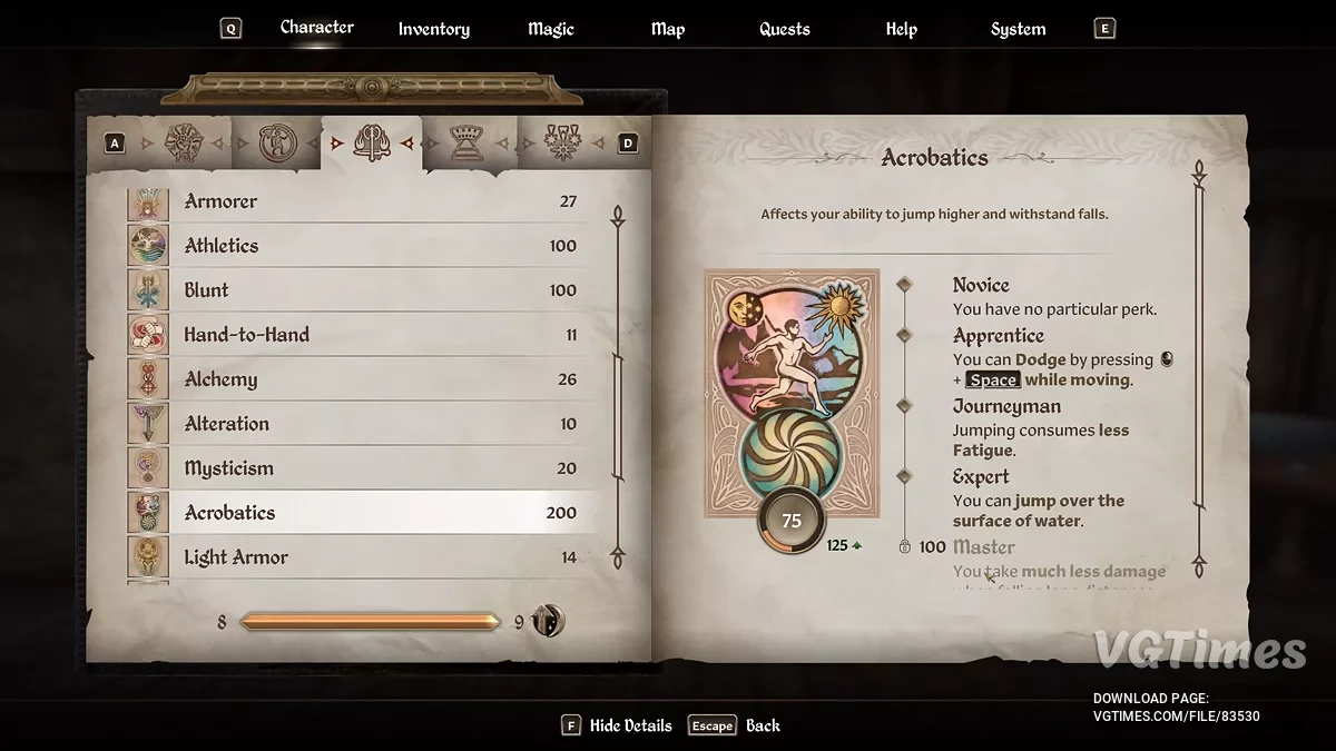 The Elder Scrolls 4: Oblivion Remastered — Habilidades e características ilimitadas