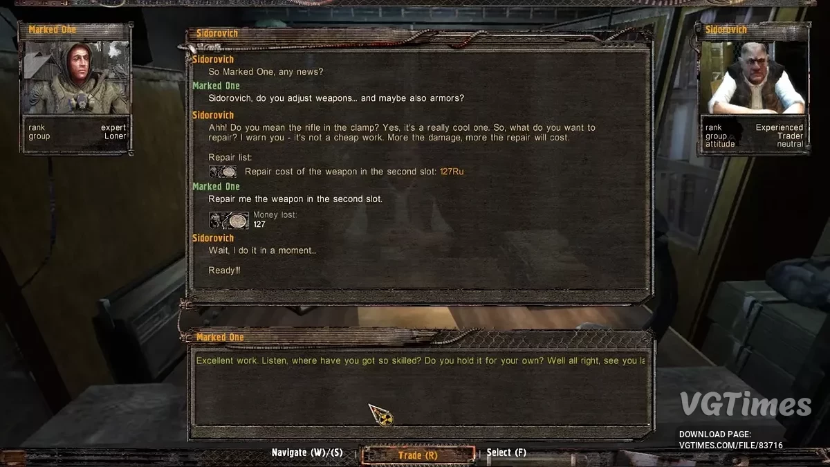 S.T.A.L.K.E.R.: Shadow of Chornobyl - Enhanced Edition — Naprawa u sprzedawców