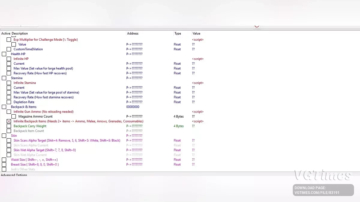 The Killing Antidote — Таблиця для Cheat Engine [ОНОВЛЕНО: 06.05.2025]