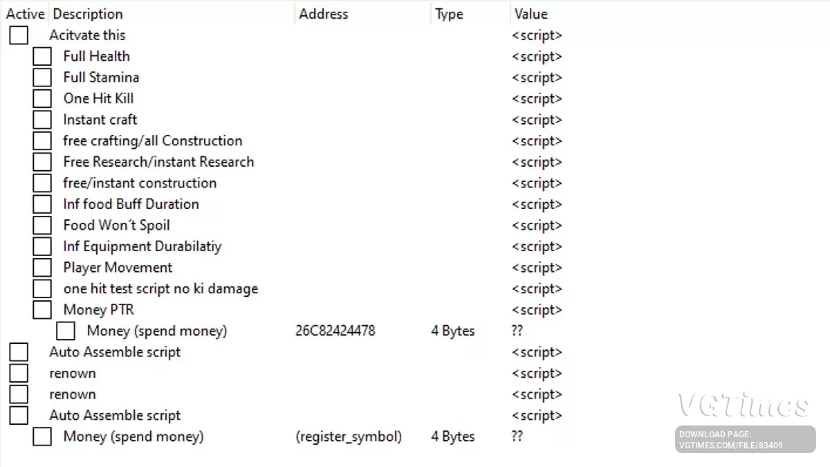 Tabla para Cheat Engine [UPD: 12/05/2025]