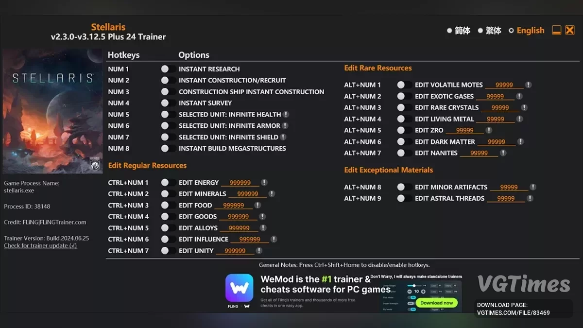 Stellaris — Entrenador (+24) [1.0 - 4.0.9]