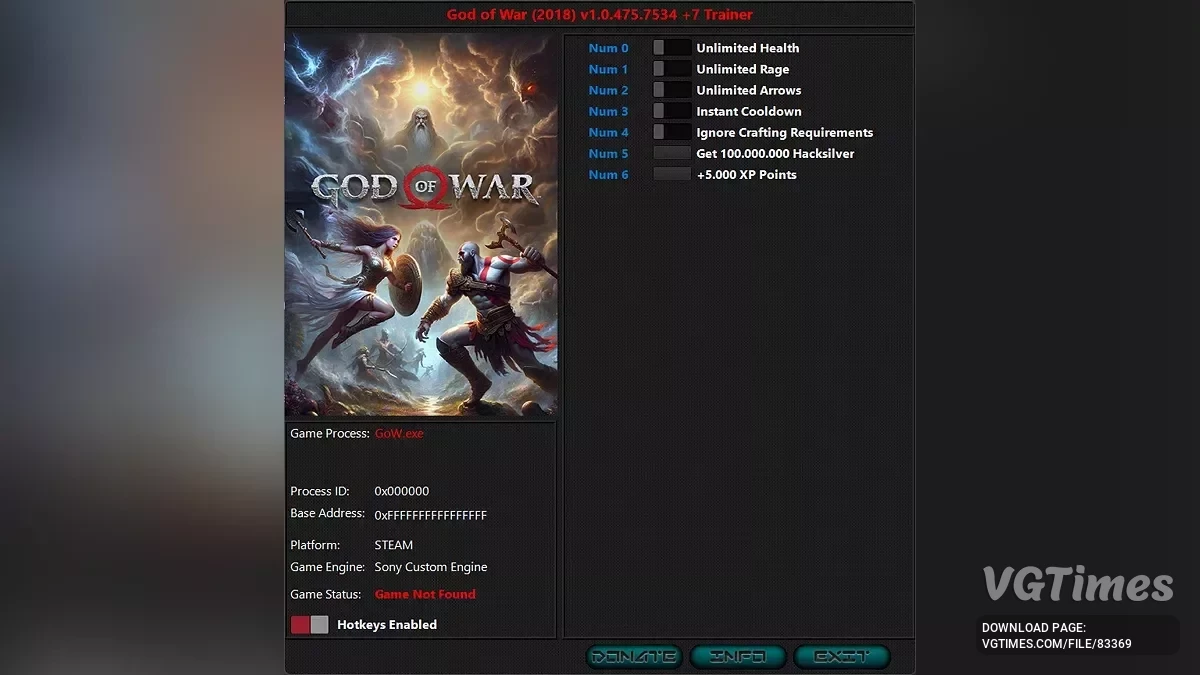 God of War — Entrenador (+7) [1.0.456.2782 - 1.0.475.7534]