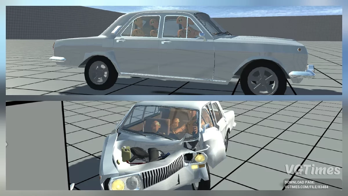 Volga con maniquíes colapsados