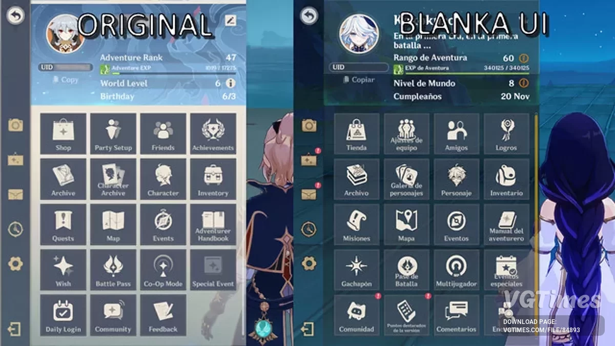 Genshin Impact — Blanka UI — Покращений інтерфейс