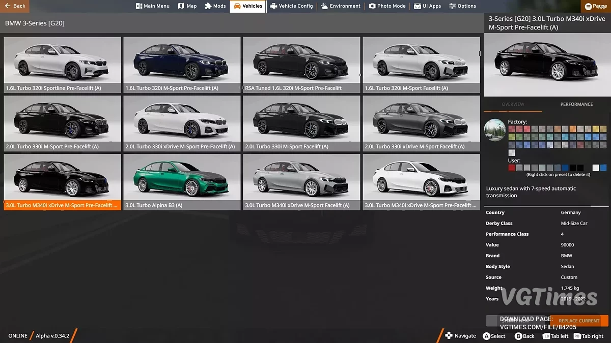 BeamNG.drive — BMW 3-Series [G20] v1.2 Редизайн (0.35.x)