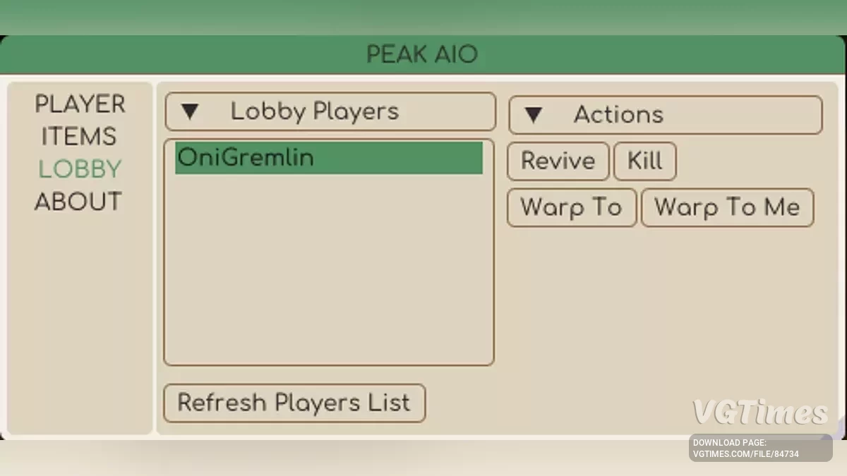 Peak — PEAK AIO — menu universal de mods