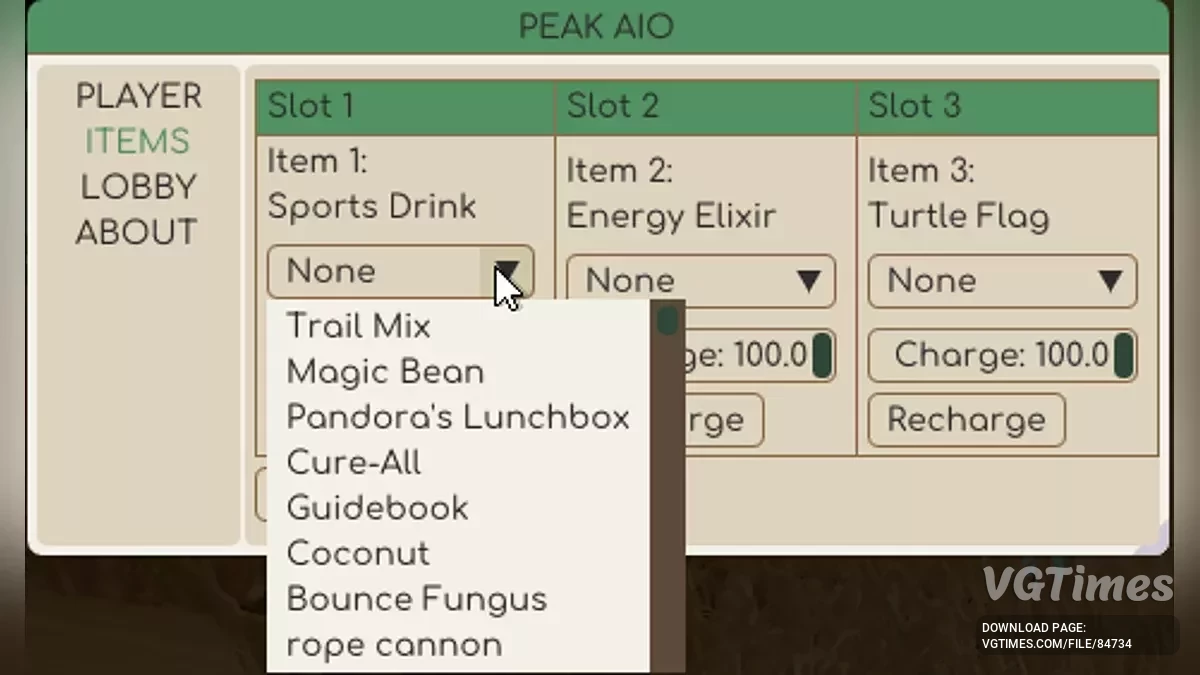 Peak — PEAK AIO — menu universal de mods