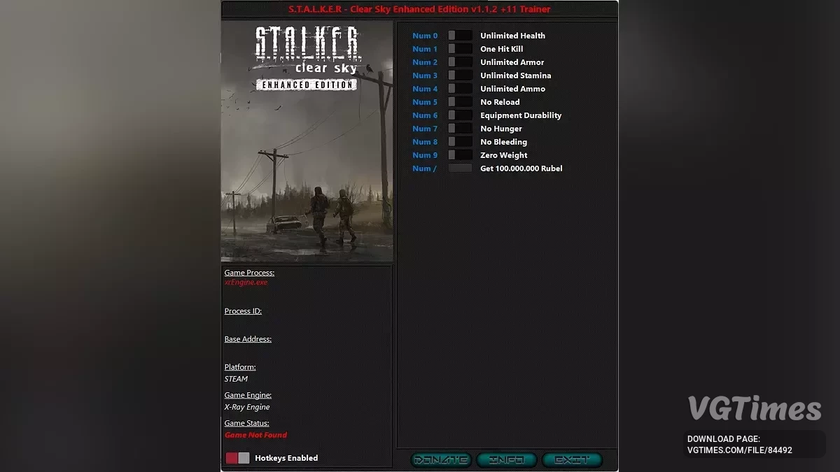 S.T.A.L.K.E.R.: Clear Sky - Enhanced Edition — Entrenador (+11) [1.1.2]