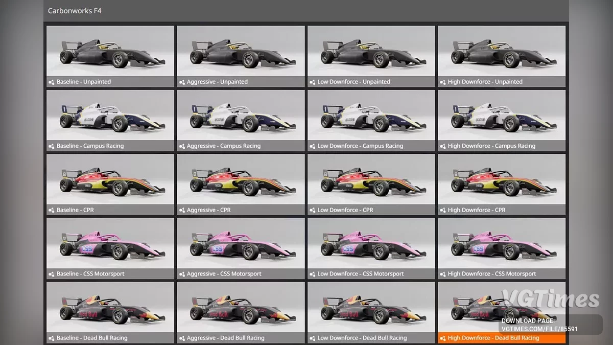 BeamNG.drive — Carbonworks F4 (0.36.x)