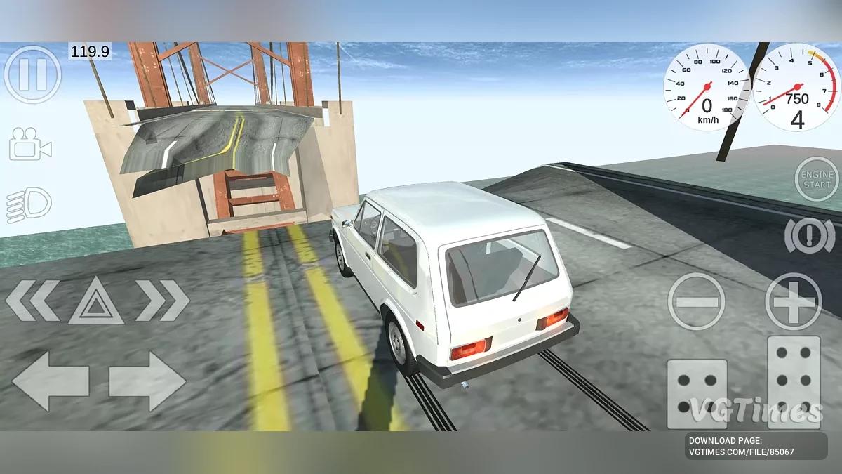 Simple Car Crash Physics Sim — Величезна пустельна траса з зруйнованим мостом (для стрибків) та офроуду