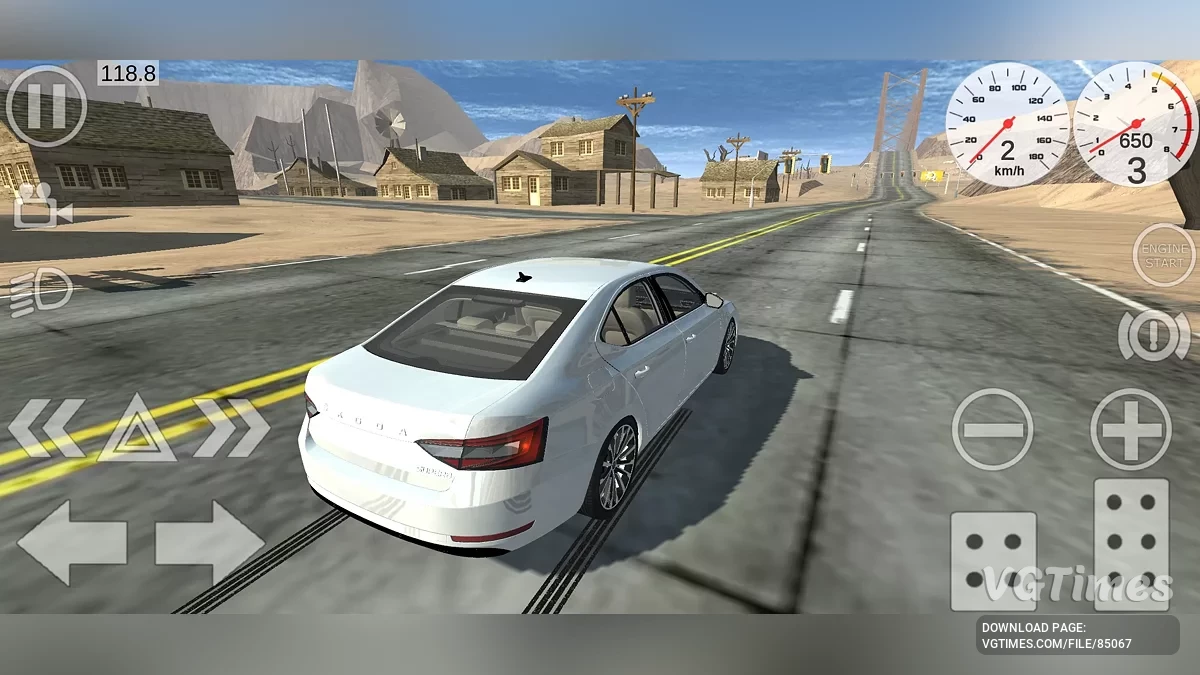 Simple Car Crash Physics Sim — Величезна пустельна траса з зруйнованим мостом (для стрибків) та офроуду