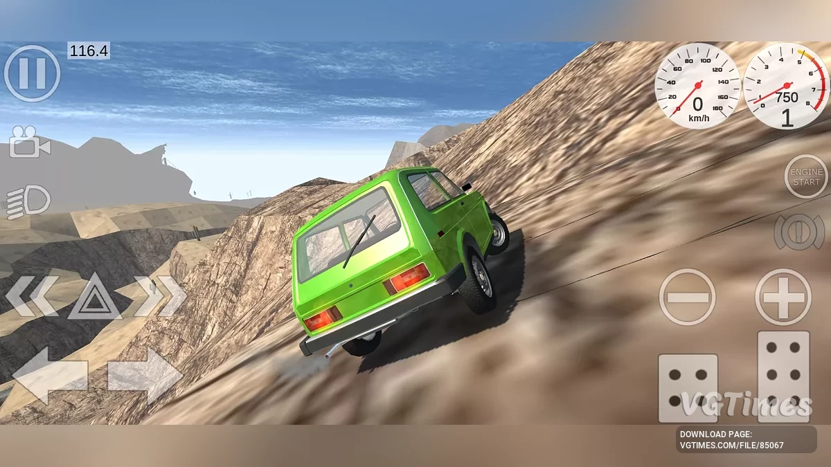 Simple Car Crash Physics Sim — Величезна пустельна траса з зруйнованим мостом (для стрибків) та офроуду