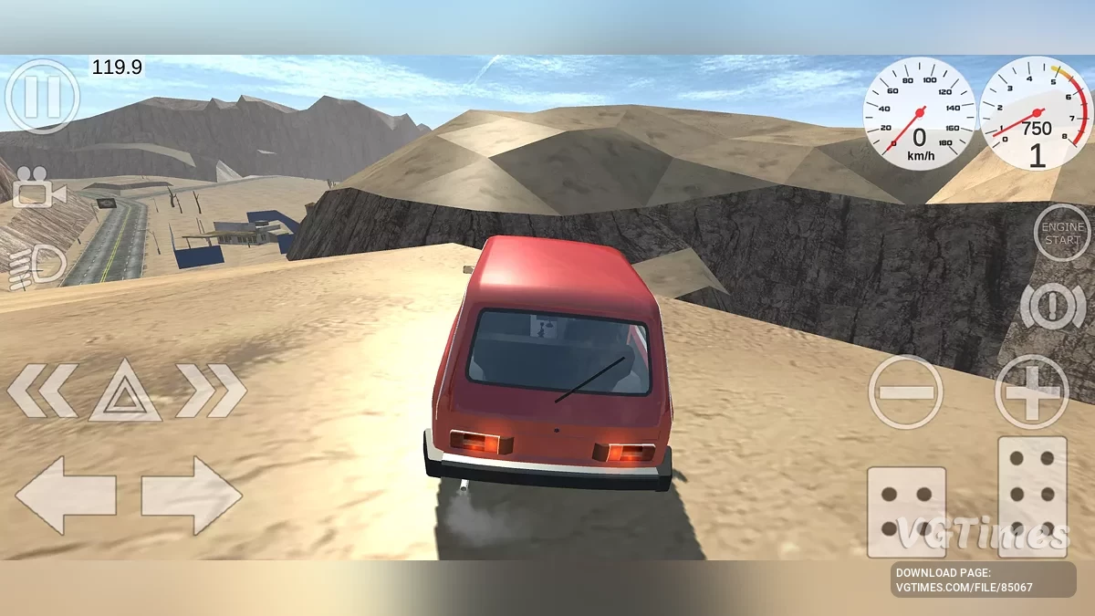 Simple Car Crash Physics Sim — Величезна пустельна траса з зруйнованим мостом (для стрибків) та офроуду