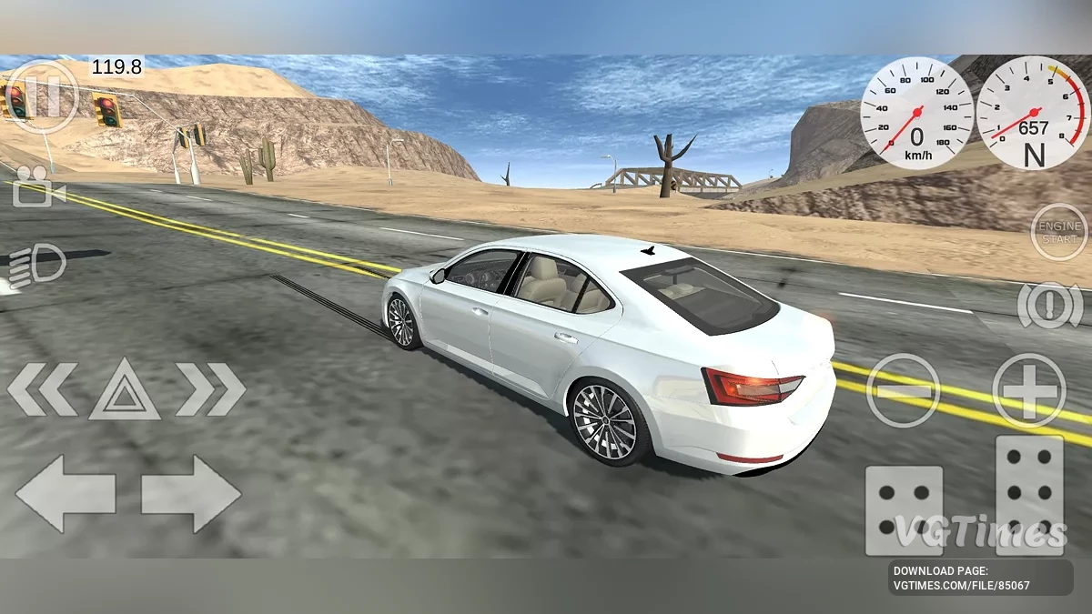 Simple Car Crash Physics Sim — Величезна пустельна траса з зруйнованим мостом (для стрибків) та офроуду