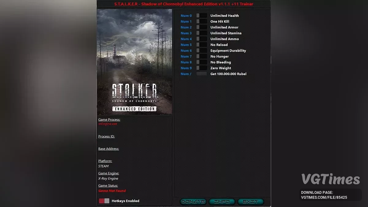S.T.A.L.K.E.R.: Shadow of Chornobyl - Enhanced Edition — Entrenador (+11) [1.1.1]
