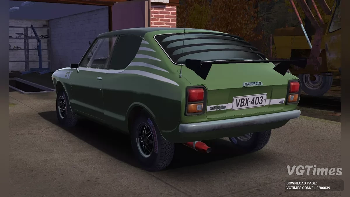 My Summer Car — Темно-зелена Cатсума, готова до ралі, різні комплектації коліс, гоночні прилади