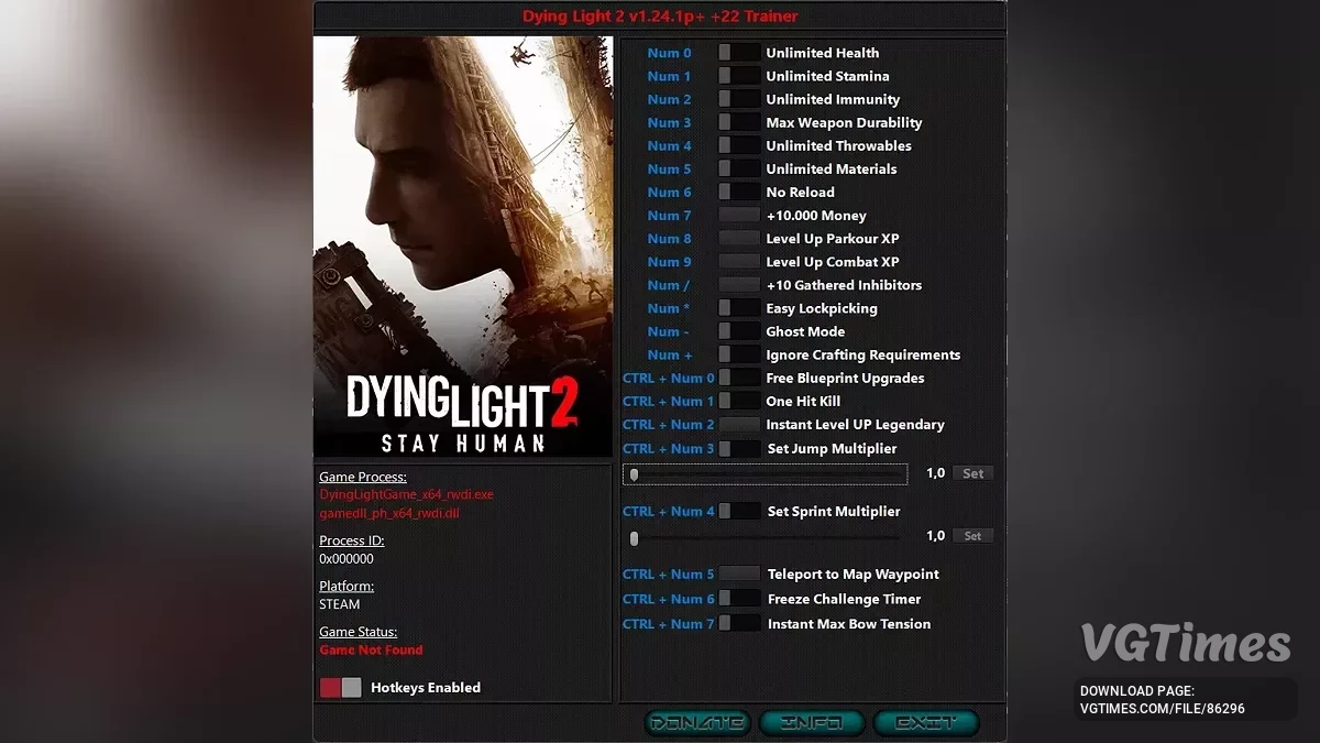 Dying Light 2 Stay Human — Трейнер (+22) [1.24.1p]