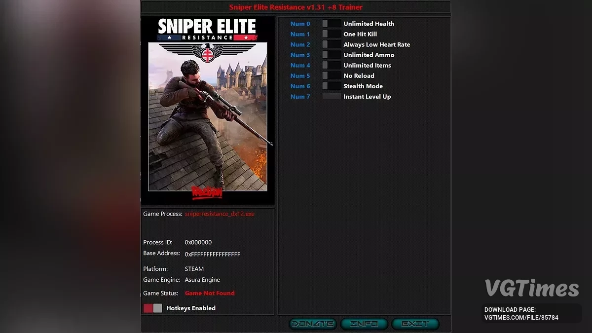 Sniper Elite: Resistance — Трейнер (+8) [1.31]
