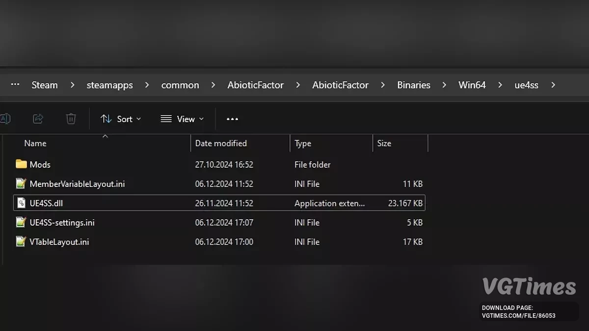 Abiotic Factor — UE4SS untuk mod