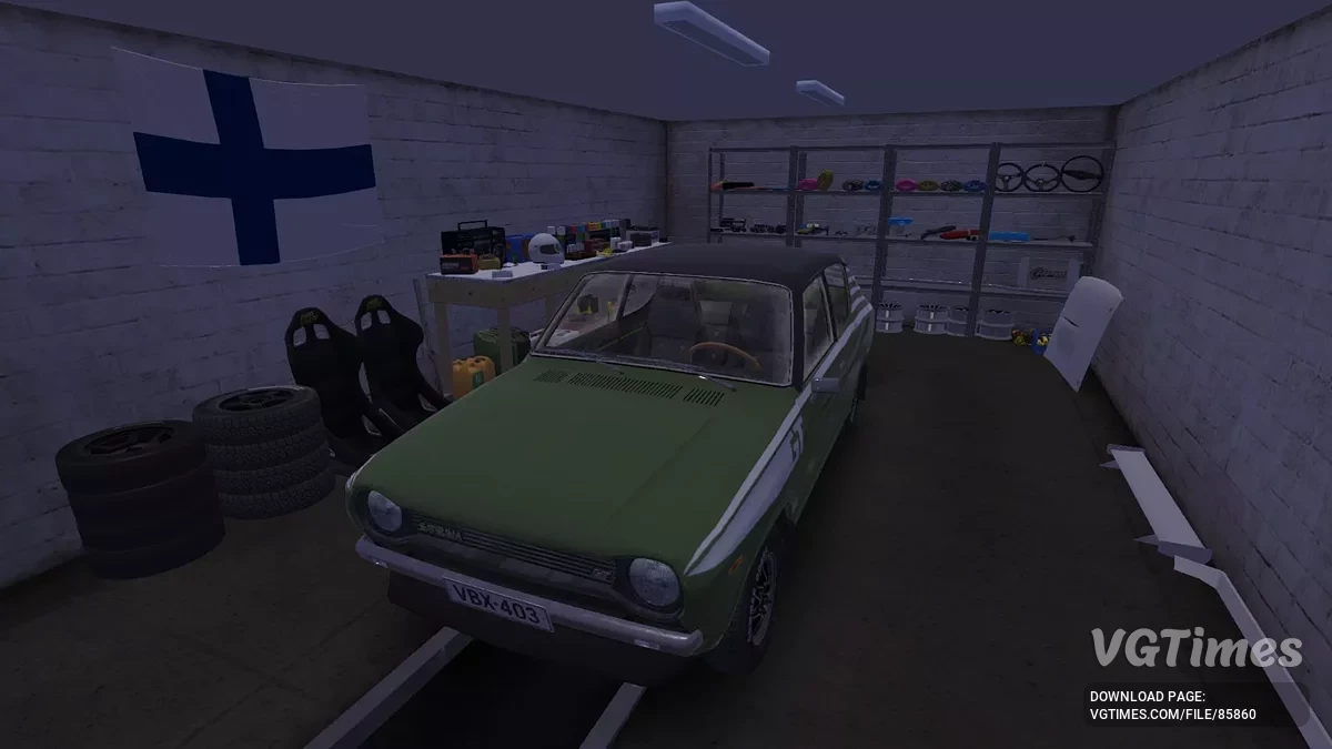 My Summer Car — Satsuma GT verde y un completo taller de tuning, 500.000 marcos