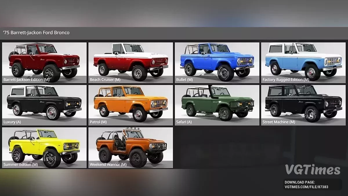 BeamNG.drive — Pak Ford Bronco 1. generacji (1965-1977) v2.70 (0.37.x)