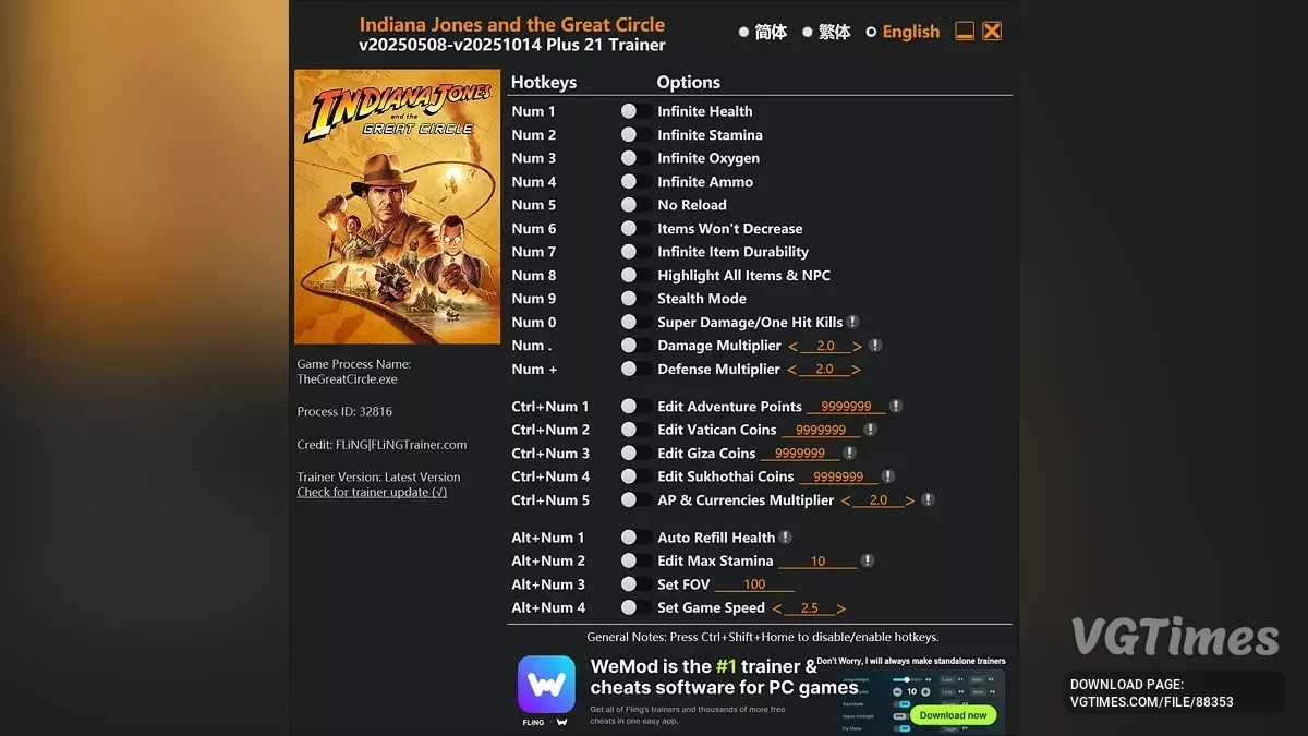 Indiana Jones and the Great Circle — Treinador (+21) [ATUALIZAÇÃO: 14.10.2025]