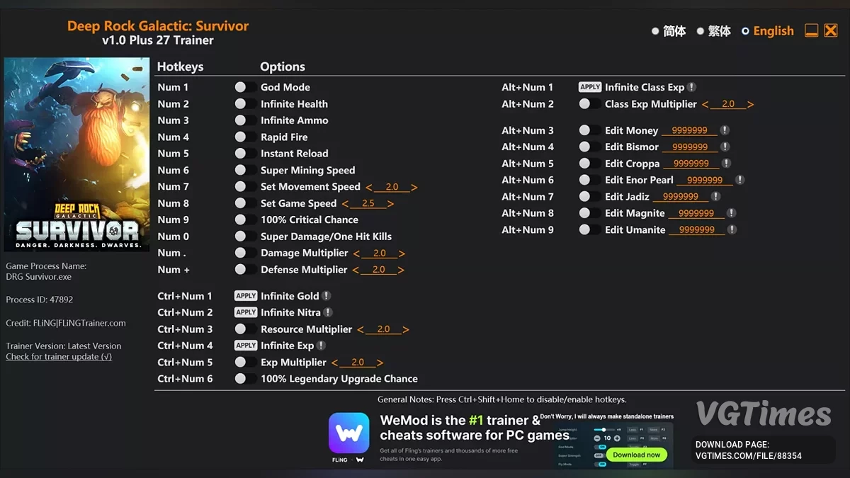Deep Rock Galactic: Survivor — Trener (+27) [1.0]